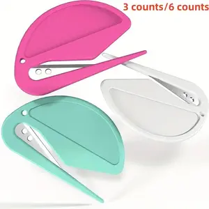 Random Color Letter Openers, 3/6 Counts/set Sharp & Efficient Envelope Slitter Set, Stylish Desktop Accessories for Easy Mail Opening, Summer Gift Ideas, Girly Office Supplies, Office Stationery Supplies