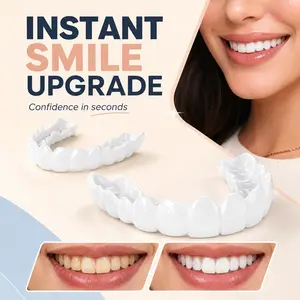 2026 New Snap-In Veneers 3 Pairs - Quick Cosmetic Smile Transformation for Yellow Teeth, Gaps & Missing Teeth Soft Moldable False Teeth Cover Instant Confidence & Hollywood Glow Reusable Photo Ready Hack