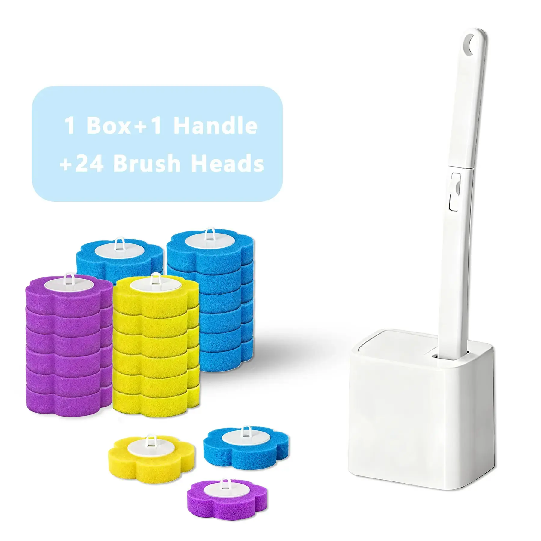 Disposable Toilet Brush Set, Automatic Flip Cover, Replaceable Cleaning Head, Smart Flip Cover, Safe and Easy Clean, Toilet Cleaning System