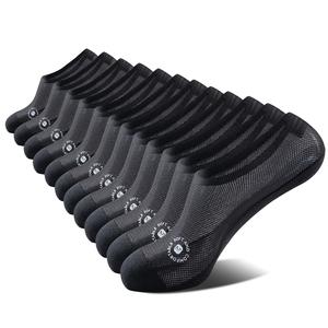 NEXFORMX Men's All Black Ultra Thin Mesh No Show Socks 6 Pack Breathable Ankle Socks with Anti Slip Heel Cotton Blend Good For Summer