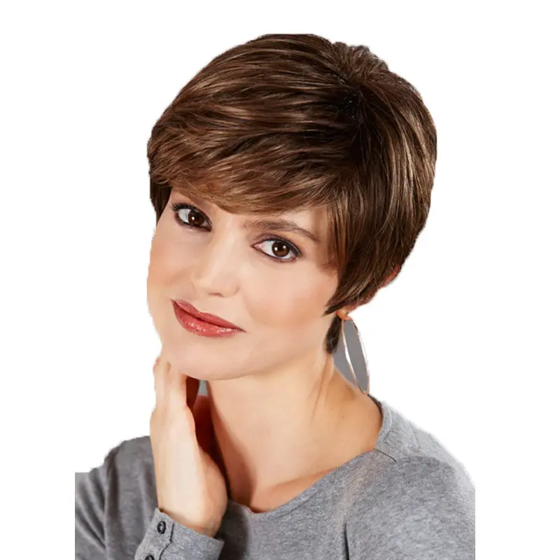 Short Length Straight Wig for Female, Gold Dyed Synthetic Hair, Full Machine Made and Heat-Resistant for Daily Fashion, Daily Wear, Natural Looking Texture, Full Wig, Natural Straight, 15 To 20 Cm, Golden Blonde Synthetic Full Machine Wigs