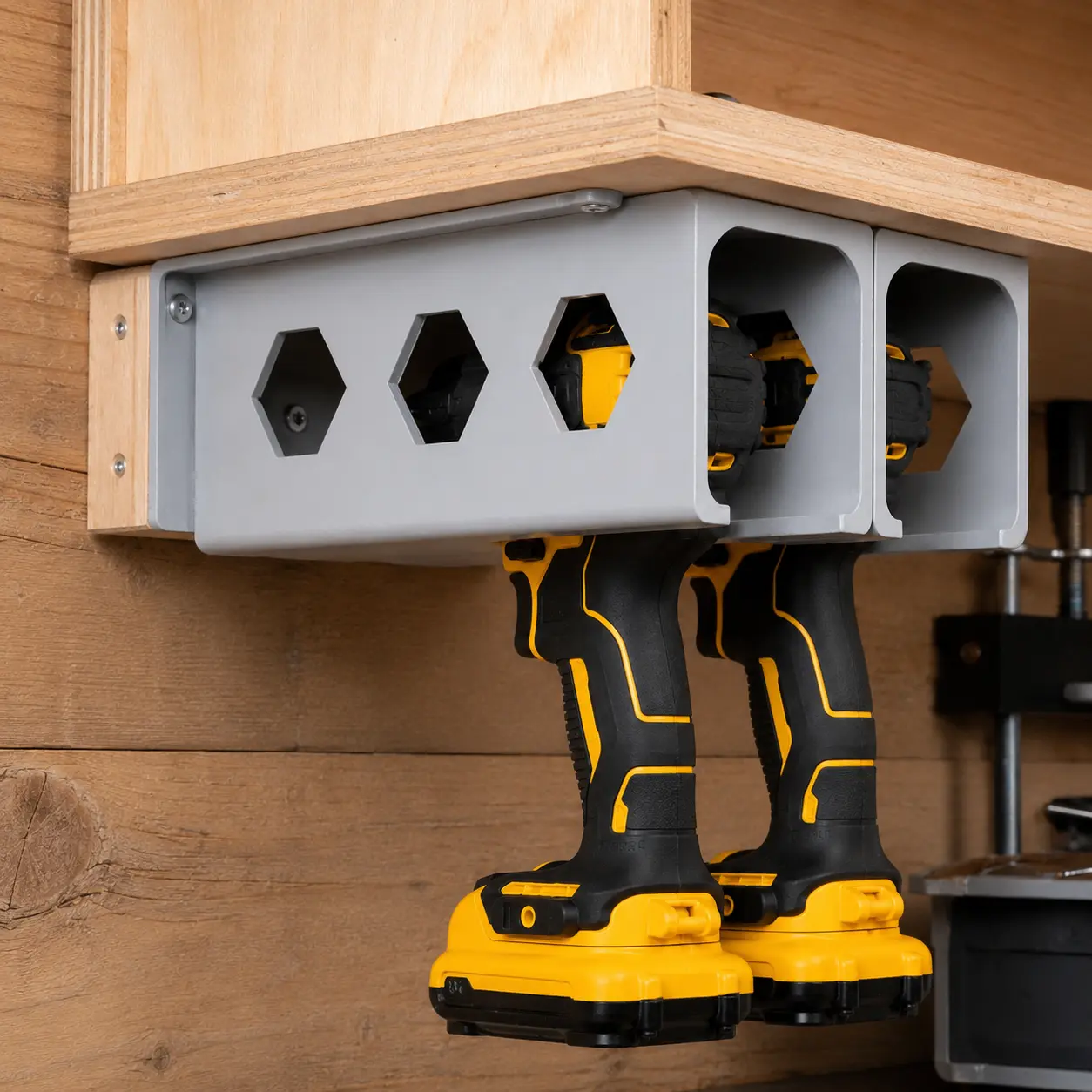 Universal Cordless Drill Holder | 35mm, 40mm & Wide Under-Shelf Tool Mount
