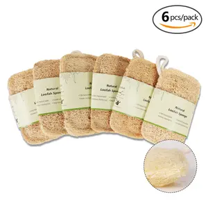 ASD 6pcs Natural Plant Loofah Exfoliating Sponge Set - Gentle Personal Body Scrubber for Men, Chemical-Free Household Cleaning Tool for Shower, Bath, Kitchen