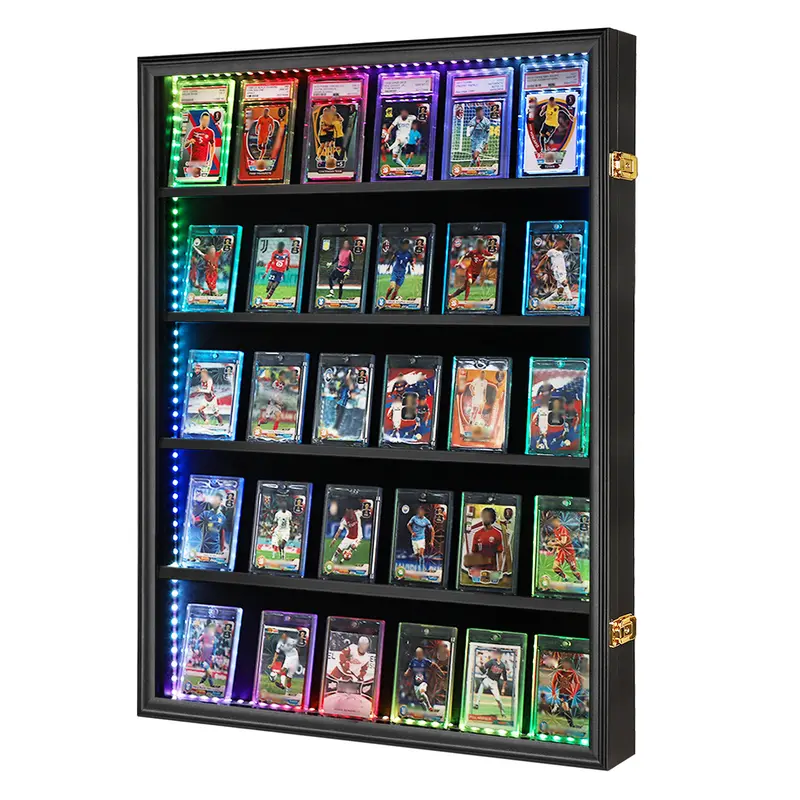 Graded TCG Display Case with LED - Lockable Trading Card Collector Wall Display  Holder for Baseball Basketball Football Hockey TCG Graded Cards Pokmon  Gathering YGO FAB FFTCG DBSCG DBS WS Cards -