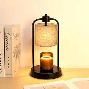 Electric Candle Warmer Lamp with Timer, Dimmable and Safe: Various Candle Compatible, Bedroom Home Decor - Linen