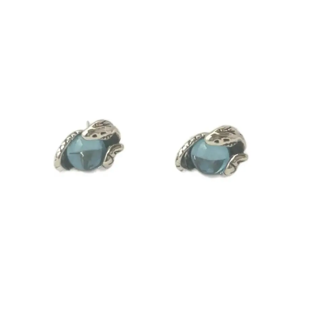 Blue Snake Eyes Stud Earrings for Men Women,Unisex Earrings