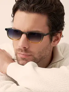 Men's Trendy Casual Small Rectangle Sunglasses, Lightweight Durable Fashion Color Shades, Perfect Holiday Gift, Outdoor Activity Accessories, Rectangular Sunglasses