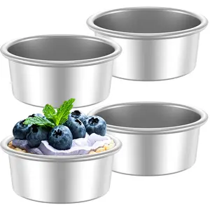 4 Inch Cake Pan, Set of 4 Stainless Steel Round Cake Baking Pans Tins,Cake Bakeware Heat-Resistant Cake Pan Set Dishwasher Safe Kitchenware Container