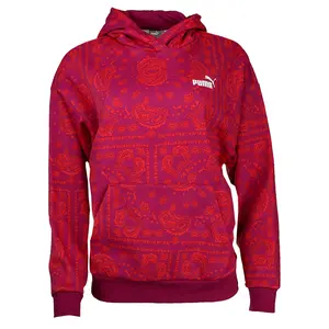 PUMA Womens Essentials Paisley Hoodie Athletic Outerwear Casual - Pink