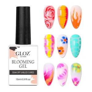 GLOZ 18ml Clear Blooming Gel Nail Polish, UV LED Cured Soak Off Gel with Watercolor Diffusion Effect, Salon Quality for Salon & DIY Nail Art Manicure Design