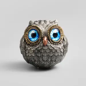 Lucky Mini Owl Statue, Realistic Wisdom Guardian Ornament, Feathers, Eyes & Beak, Resin Material, Collectible Spirit Guide, Collectible Room Decor