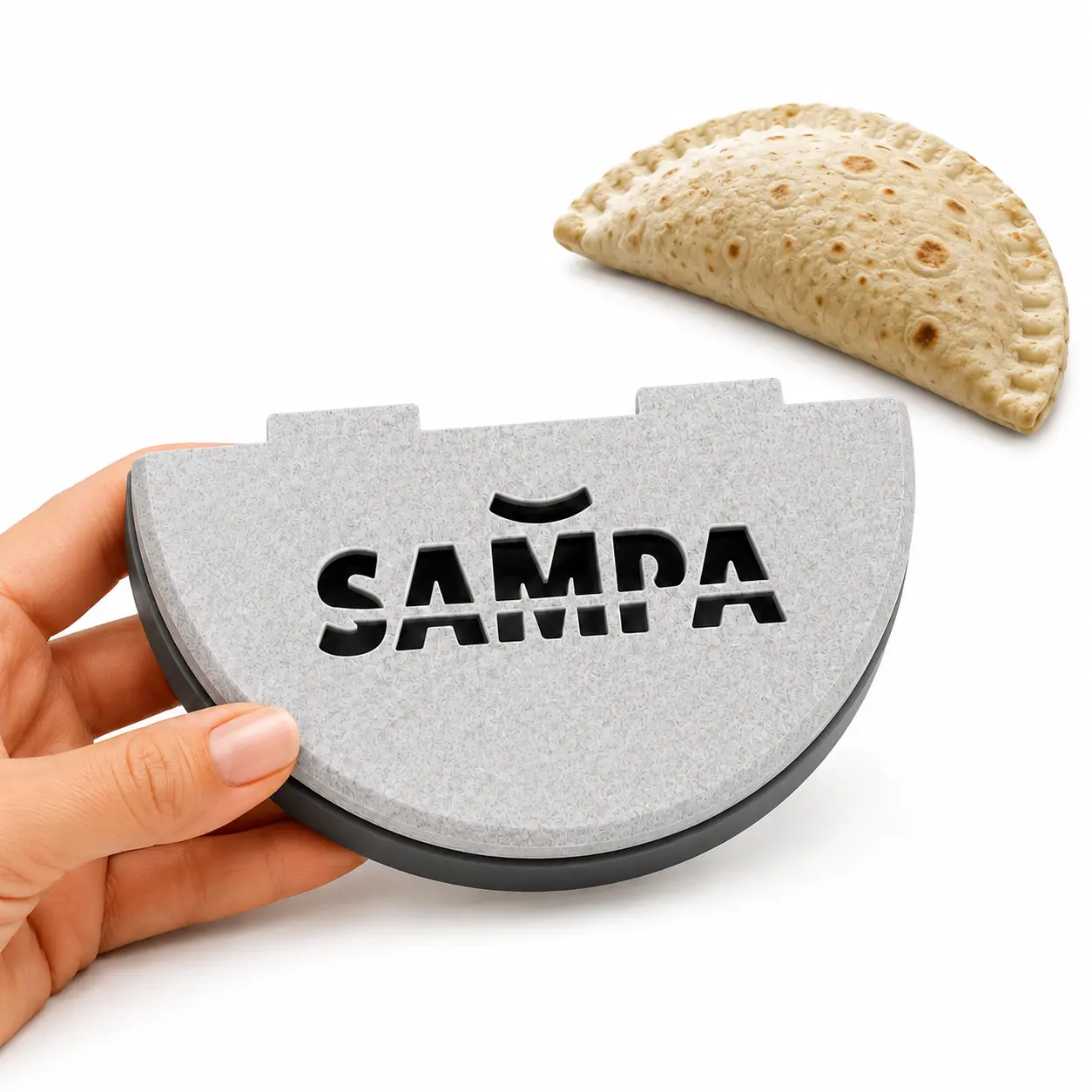 SAMPA Tortilla Sealer & Crimper — Burrito, Taco & Quesadilla Wrap Maker | Deep No-Spill Cavity, Removable Hinge | 6", 8", 10"