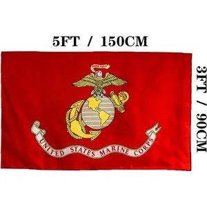 Marine Corps USMC Flag 3x5FT  U.S. Marine Corp Flags Heavy Duty Polyester Marine Army Military Flags Banner with 4 Brass Grommets tiktokshopspringglowup