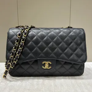 Pre-owned CHANEL caviar leather Shoulder Bags Caviar Quilted Jumbo Single Flap Black 75495141