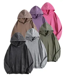 1-4 Pack Casual Oversized Hoodies Washed Pullover Unisex Women Fall Acid Wash Plain Preppy Hoodie Couple‘s Streetwear Vintage Hooded Sweatshirt，Gift for  Valentines Day