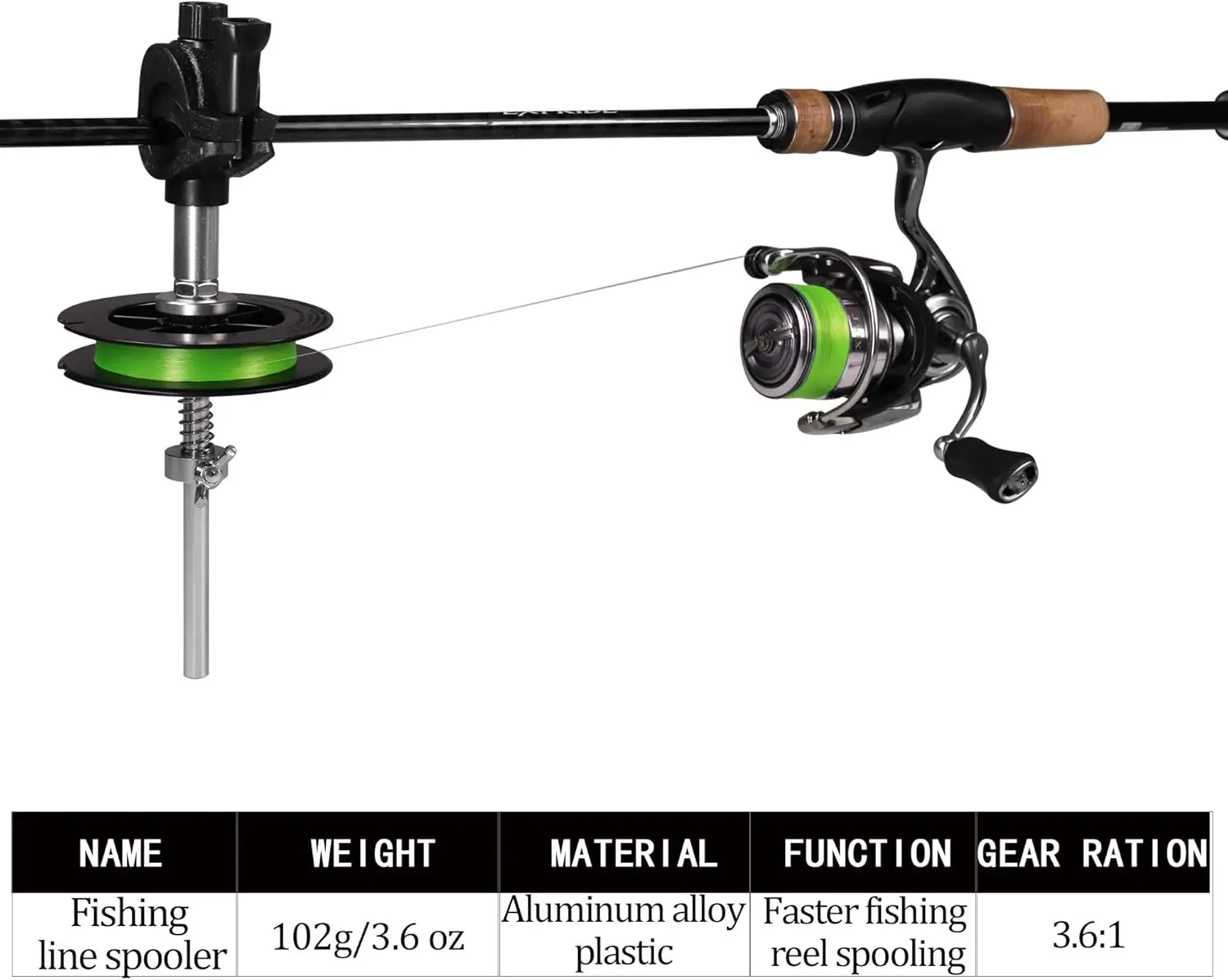 THKFISH Fishing Line Spooler, Lightweight Aluminum Alloy Clip-On Winder for Tangle-Free Spooling, Portable Tool for Easy 1-Person Operation, Portable Clip-On