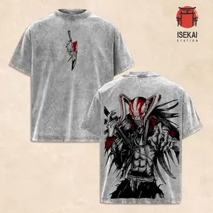 Ichigo Hollow Form Bleach Anime Shirt, Vintage Washed Oversized Graphic Tee, Vasto Lorde Mask Art, Kurosaki Ichigo Transformation T-Shirt, Unisex Streetwear Anime Merch Gift For Bleach Fans