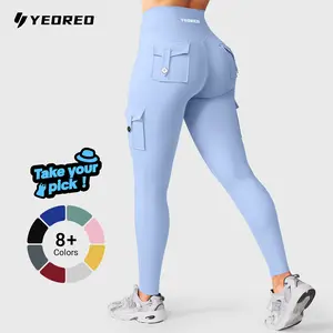 YEOREO CoreFlex High Waisted Cargo Leggings Seamless Scrunch Butt Lifting Tummy Control Shaping Training Yoga Gym Fitness Tights