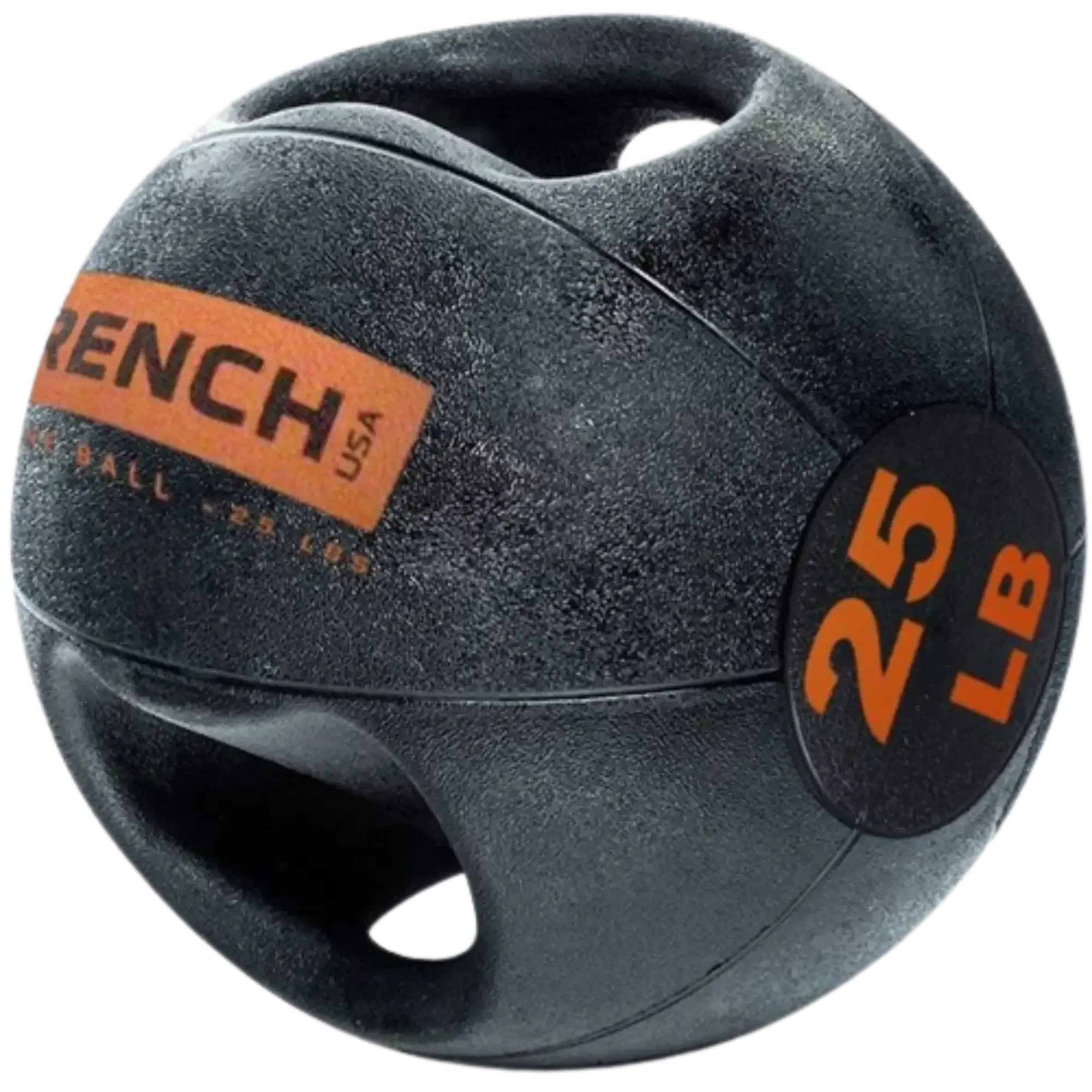 French Fitness Dual Grip Medicine Ball with Enhanced Grip Handles, 25 lb Strength Training Fitness Equipment (New), Core Workouts, Weight Training, Dual Handles