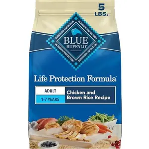Blue Buffalo Life Protection Formula Chicken & Brown Rice Adult Dry Dog Food, Supports Immunity with Antioxidant-Rich LifeSource Bits, Promotes Healthy Muscle Development, Skin & Coat Health, 5 lbs.