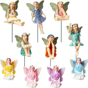 Christmas Gift 10Pcs Miniatures Fairies for Fairy Garden Cute mini Fairies Mini Figurine Fairy Accessories Decor DIY Mini Resin Fairy Spring Garden  for Outdoor Yard Home Decoration