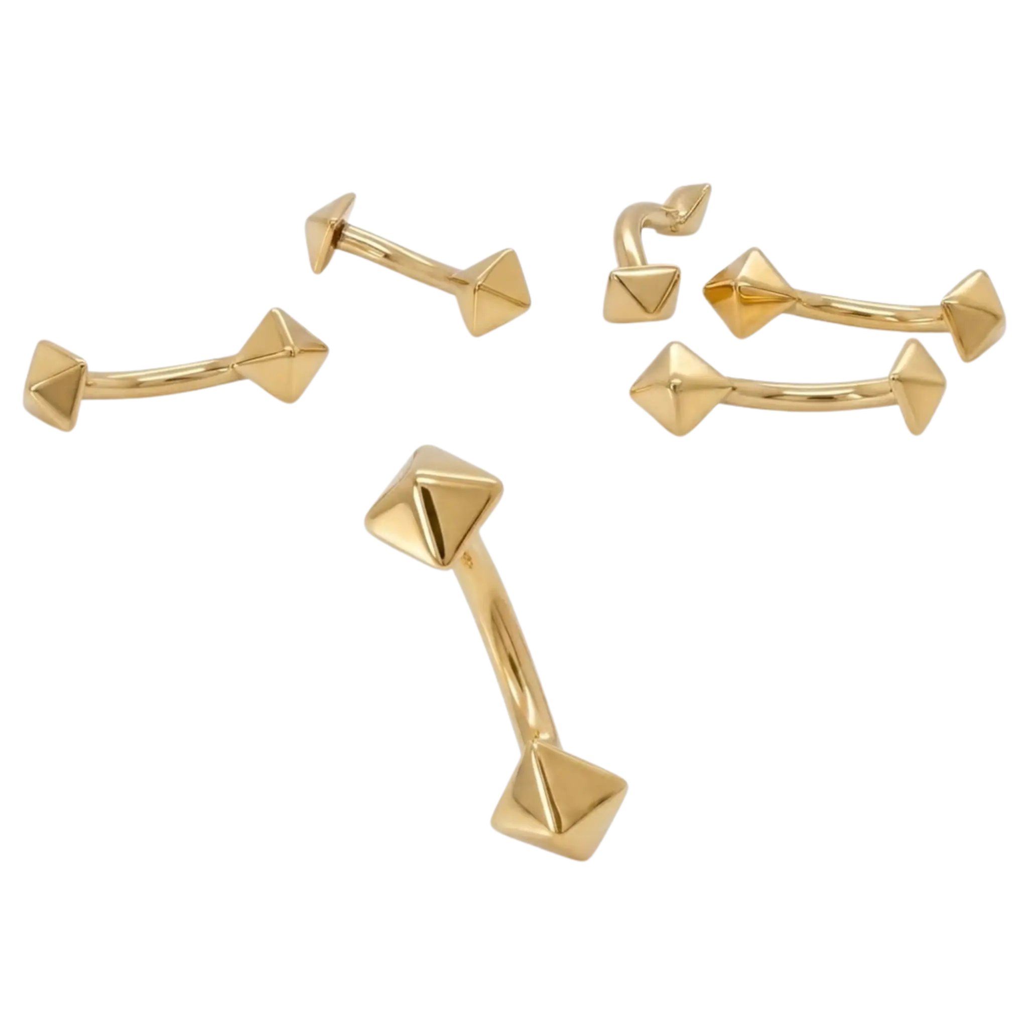 Pyramid Rook Star – 14K Gold Curved Barbell