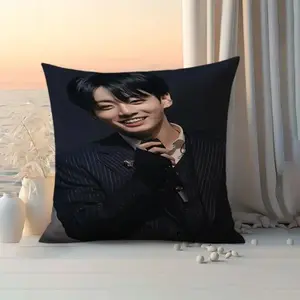 1pc Jung Kook Throw Pillow Case - Contemporary Style, Zipper Closure, Machine Washable Polyester, for Sofa & Home Decor, Office & Living Room (Pillows Not Included), Decorative Pillowcase