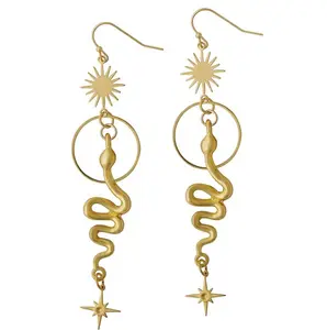 [Holiday gift Limited time event] Circle snake earrings Fashion animal sun earrings Simple style all-match