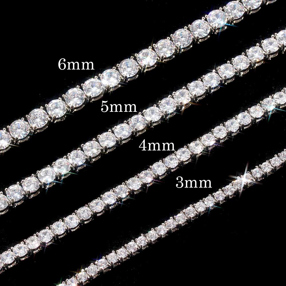 Hip Hop Jewelry 3/4/5/6MM 1 Row Iced Out Tennis Chain Bling CZ Men Diamond Cubic Zirconia Choker Necklace Women Drop Shipping