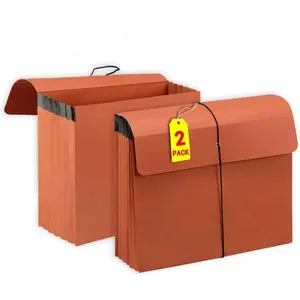 2 Packs Expanding File Folder with Flap and Cord Closure 5 Inch Expansion Accordion File Organizer Letter Size