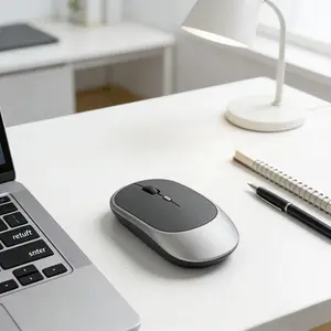 Rechargeable Wireless Mouse Bluetooth-compatible Silent Ultra-Thin Portable Power Saving with USB Receiver Ergonomic Design Compatible with PC MAC Laptop