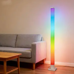 Modern square 103cm RGB floor lamp easy to install with music rhythm+APP use. Suitable for internet celebrity atmosphere stores, bedrooms, e-sports living rooms, bedroom corners, music rhythm atmosphere splicing floor lamp with 5V=1a