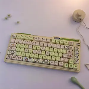 142-Key Panda Theme Round Pbt Keycaps, Dye Sublimation Process, Moa Profile, Compatible with Mx Axes, Suitable for 61/64/68/87/96/104/108 Keyboards