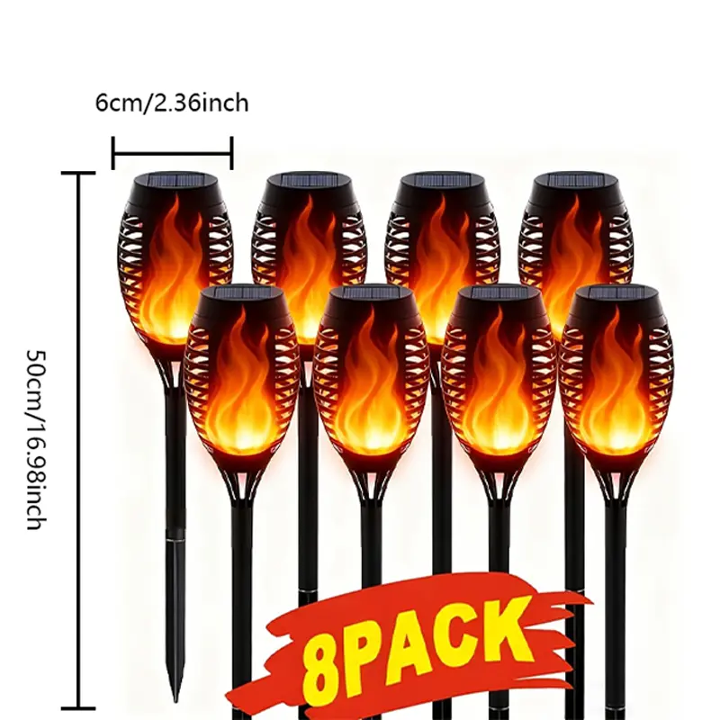 12-Piece Plastic Solar Outdoor Torch Lights Set, Remote-Free Flickering Flame Type with Nickel-Based Batteries for Decking & Patio Lighting, Backyard Use (Sports & Outdoor, Camping & Hiking Lights & Lanterns)