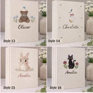 Custom Hand Embroidered Keepsake Album, Embroidered Photo Album With Sleeves, Personalized Baby Photo Album, Baby Scrapbook