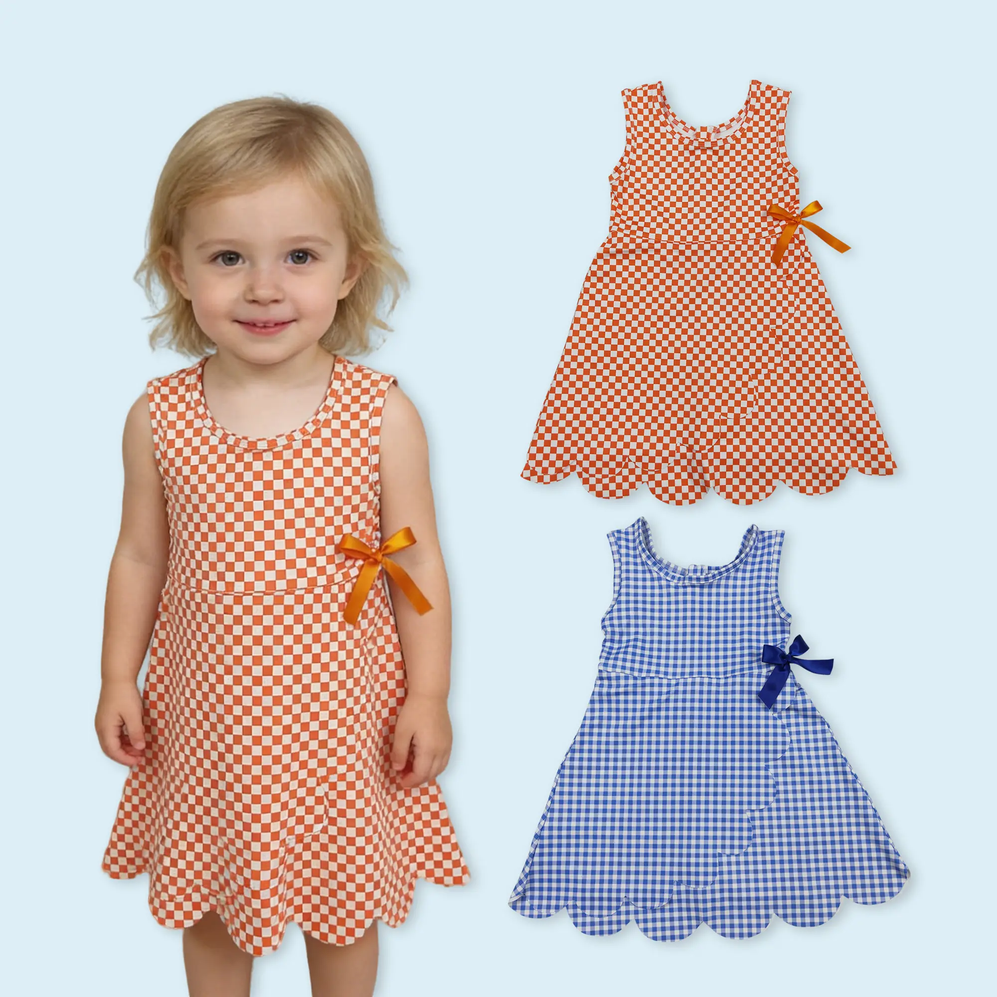 Girls kids active wear plaid yoga dress athletic dress soft casual wear dress