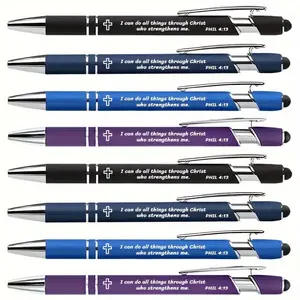 8‑Piece Black Ink Ballpoint Pen Set — Elegant Pens with Bible Verses,funny, Quotes & Inspirational Messages; Perfect Gift for Christians, Friends, Family & Colleagues — Personalization Available (Order Note / DM)