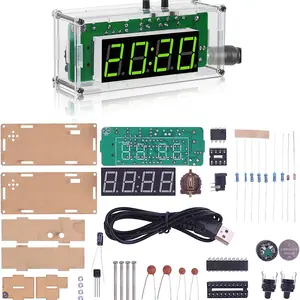 4-Digit DIY Digital  Kit with Acrylic Shell, Electronics Alarm Soldering Practice Kit for Students and DIYers, DIY Soldering Project Kit for School Learning and Home Office Use soldering soldering  kit Temperature Clock