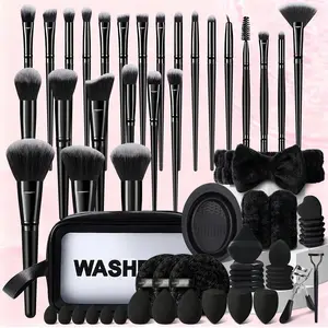 65-Piece Complete Pro Makeup Kit, Professional Makeup Tool Set Includes 25Pcs Premium Cosmetic Brushes, Storage Bag, Beauty Sponges, Makeup Puffs, Eye Makeup Tools, Cleaning Tools, Professional Makeup Tools Set Makeup Kit for Daily Makeup Needs
