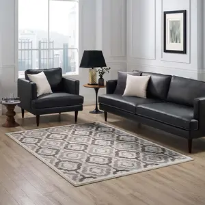 Modway Kalinda Rustic Vintage Moroccan Trellis 8x10 Area Rug in Brown, Beige and Ivory