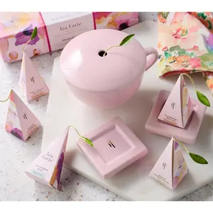 Tea Forte 10ct Mariposa Pyramid Tea Infusers w/ cup & Tea Trays