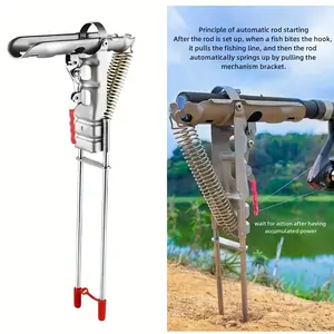Companion Rod Holders for Bank Fishing, Bank Fishing Rod Rack Stand, Fish Pole Holder for Beach, Auto-Deploy Fishing Rod Holder - High Sensitivity, Dual Spring Activation - Ideal for Hands-Free Ground Fishing, Stainless Steel Construction, Angler's