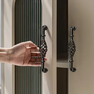 4pcs Vintage Cabinet Handles - Heavy-Duty Metal Antique Door & Cabinet Handles with Screws, Elegant Black Finish, Farmhouse Industrial Vintage Decor | Screws Included, Easy Installation | for Kitchen, Bathroom, Bird Cages, Dressers, Cabinets | Homeow