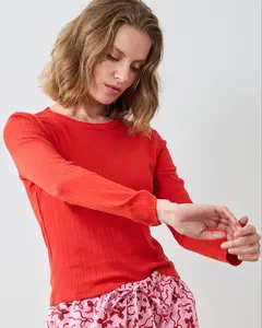 Candy Crimson - Pointelle Long Sleeve - Shirt