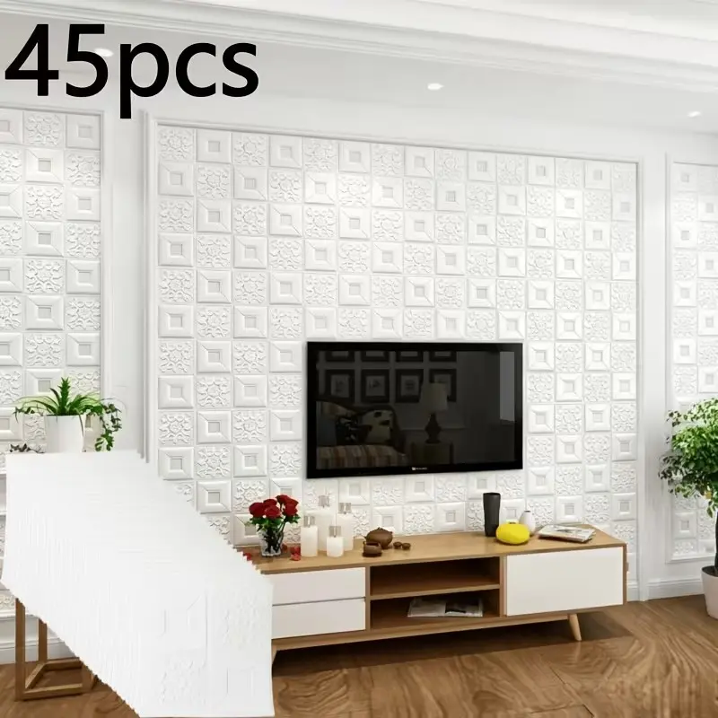 45pcs Self-Adhesive Wallpaper, Ceiling Decor Stickers, Bedroom Room Renovation, Living Room Wall Paper, Home Wall Decoration