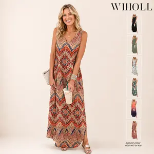 WIHOLL Summer Casual Floral Dresses Maxi Dress Vacation Beach Sundresses 2025 with Pockets