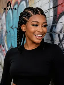 Boho Style Braided Wig, African Braid Full Lace Cap, 14 Inches, Heat Resistant Breathable Material, Comfortable for All Seasons