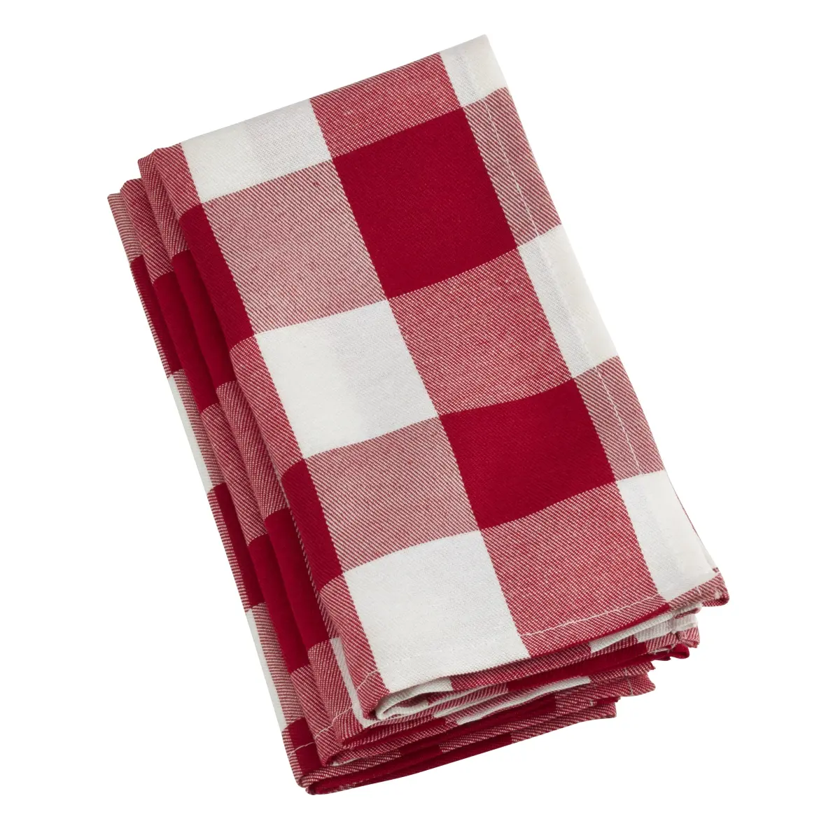 SARO 5026.RW20S Tableware 20 in. Square Cotton Napkins - Red & White Checkered Pattern, Set of 4 for Table Settings
