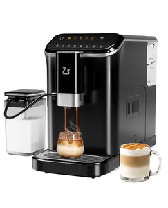 Garvee Automatic Espresso Machine with Manual Milk Frother & Built in Grinder, One-Touch Design, 20 Bar Pressure 120V, 6 Custom Recipes, 1.5L Water Tank, Auto Self-Cleaning for Home & Office, Black