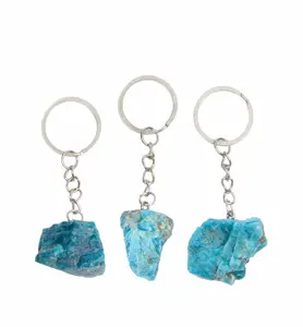 New Moon Beginnings Raw Apatite Crystal Keychain with Keyring Attachment
